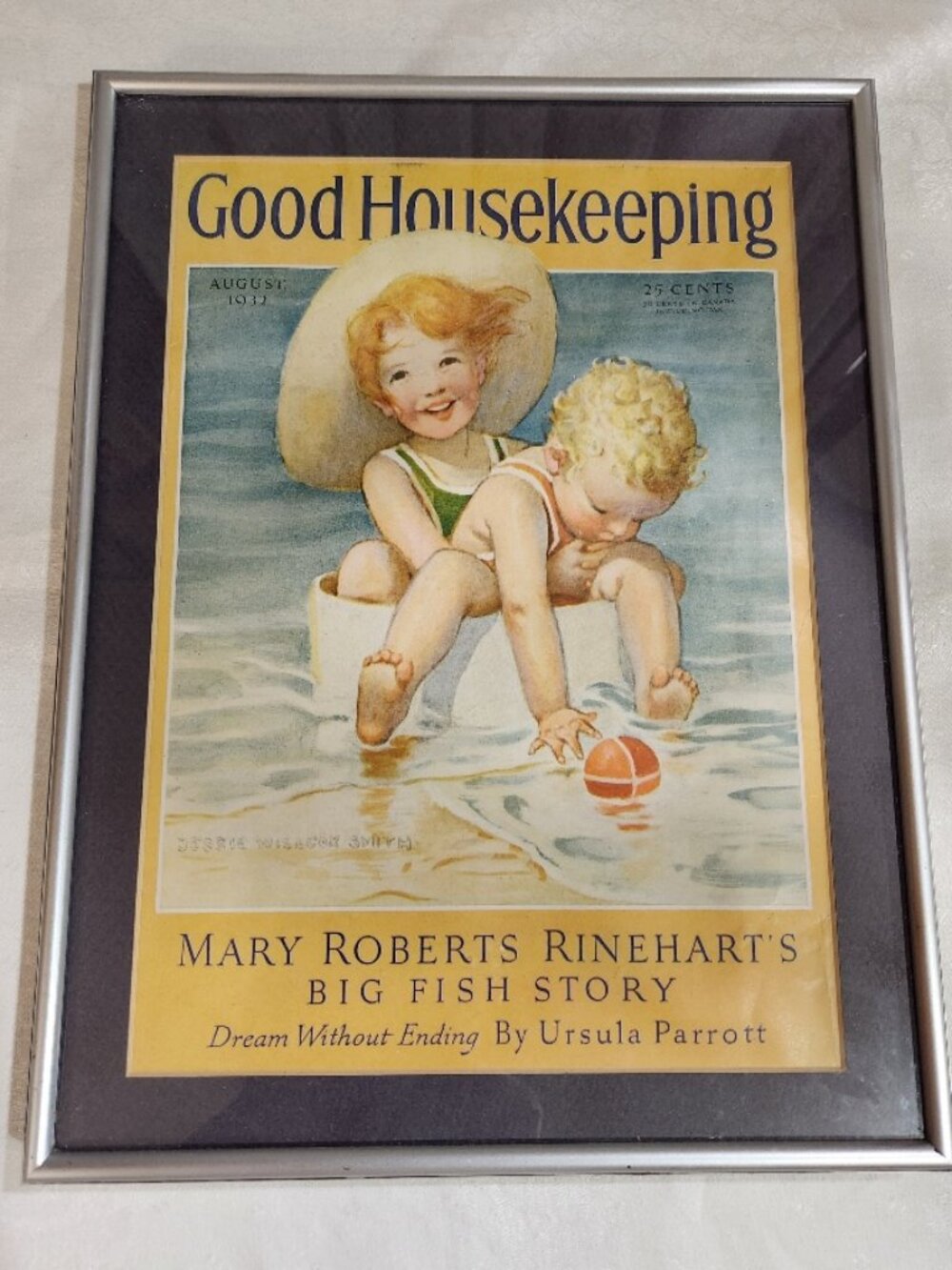 Framed & Matted Good Housekeeping Print "Dream Without Fishing" by Ursula Parrot